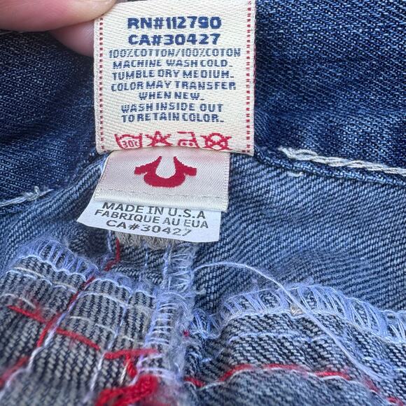 Y2K True Religion Jeans Sz 36 Faded Blue Denim World Tour Ticket Billy Super T - Picture 6 of 16